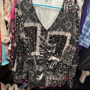 Black blouse with accent colors